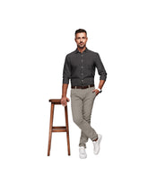 BLUE & BROWN DOT LINE SQUARE PRINT COTTON SHIRT
